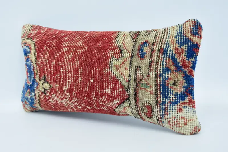 8x16 Red Pillow Case, Handmade Kilim Cushion, Turkish Pillow, Pillow Sham, Hippie Throw Cushion, Kilim Pillow Cover, Outdoor Bolster Cushion Case - 4