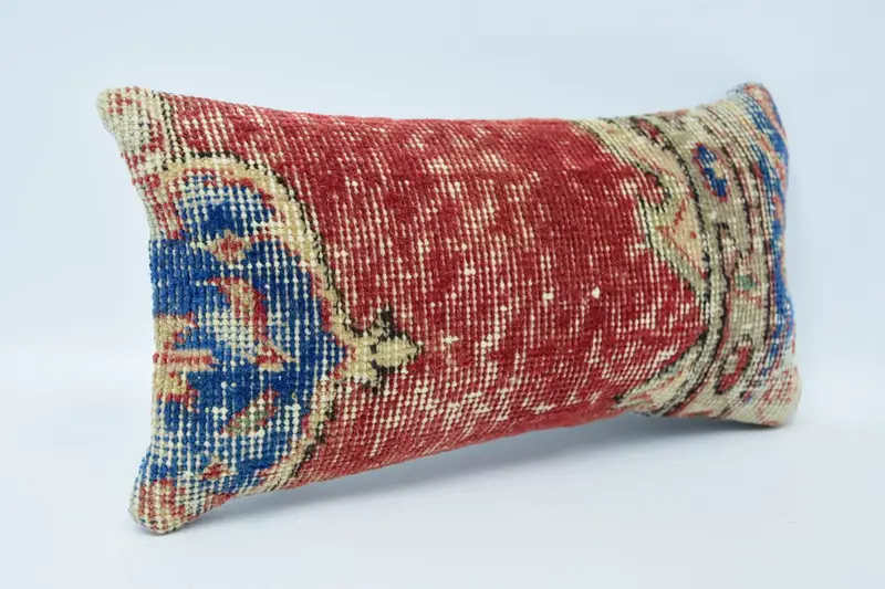 8x16 Red Pillow Case, Handmade Kilim Cushion, Turkish Pillow, Pillow Sham, Hippie Throw Cushion, Kilim Pillow Cover, Outdoor Bolster Cushion Case - 3