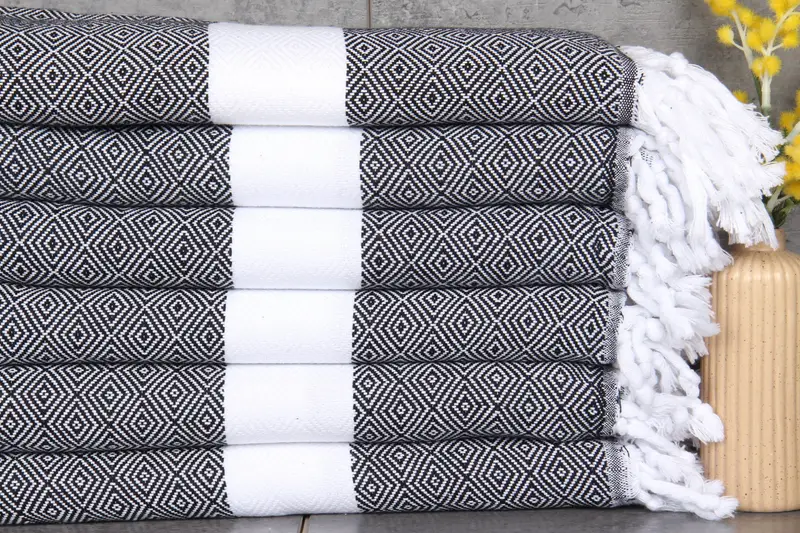 Turkish Beach Towel Personalized Black Diamond Bath Towel, 40x71 Inches