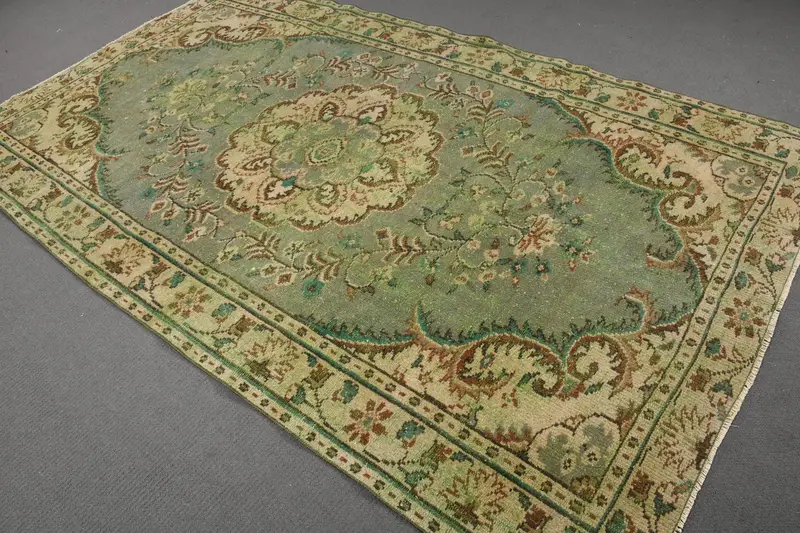 5.8x9.3 ft Turkish Rug, Large Vintage Rug, Green Moroccan Rug - 1