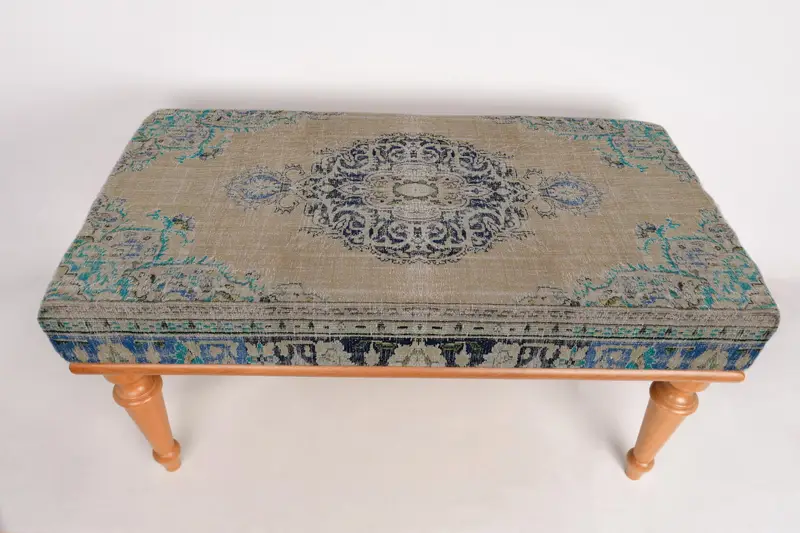 Modüler Kilimden Esinlenen Osmanlı, Kahverengi ve Bronz Yün Karışımı Osmanlı