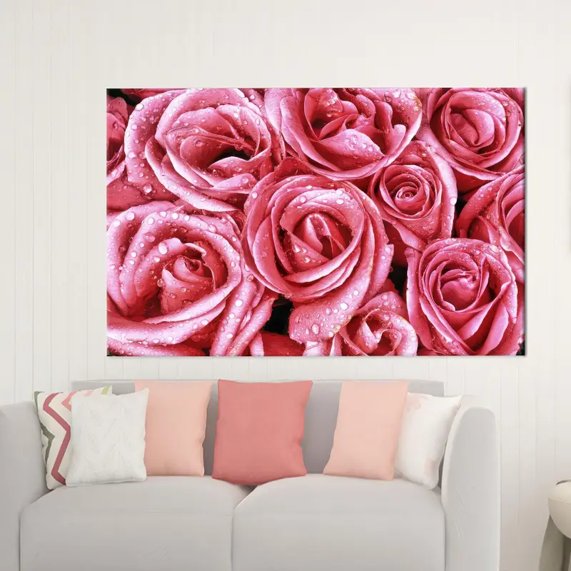 モダンで豪華なピンクローズキャンバスプリント - トレンディなウォールアート