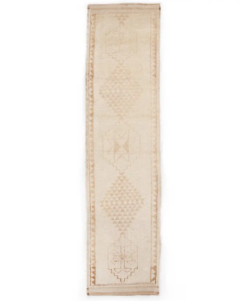 Elegant Beige Rug, 2.9x11.7 ft Brown Accent