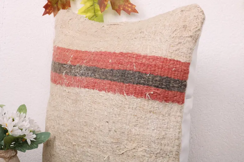 Pillow Case, Gift Pillow, Vintage Kilim Pillow, Car Cushion Cover, Pattern Throw Pillow, 16x16 Beige Pillow Case, Pillow for Couch - 5