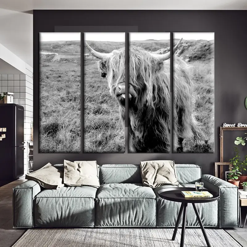 Bull Canvas, Bull Photo, Bull Poster, Wild Bull Canvas, Horned Bull, Animal Print Wall Canvas, Animal Photo Print, Black White Print Bull - 2