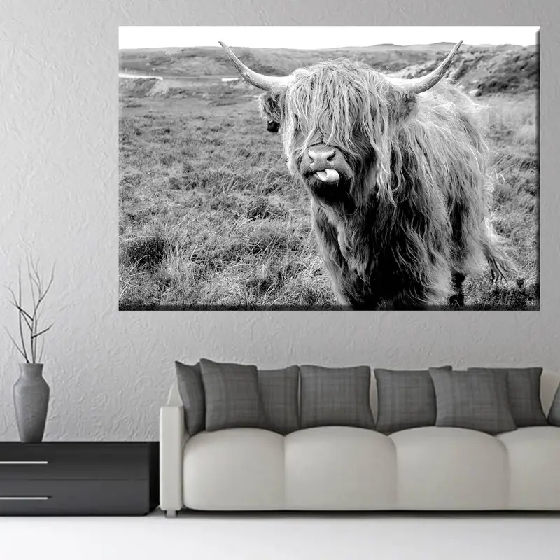 Bull Canvas, Bull Photo, Bull Poster, Wild Bull Canvas, Horned Bull, Animal Print Wall Canvas, Animal Photo Print, Black White Print Bull - 1
