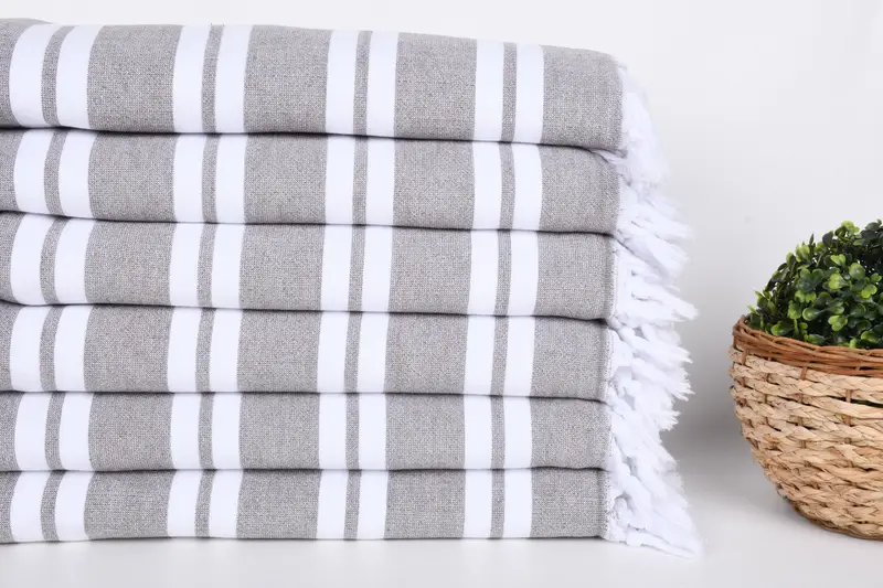 Turkish Towel Beach, Bridal Shower Favor, Wedding Hand Made Gift, Personalized Wedding Gift, 68x36 Cotton Striped Terry Towel, Housewarming Gift - 2