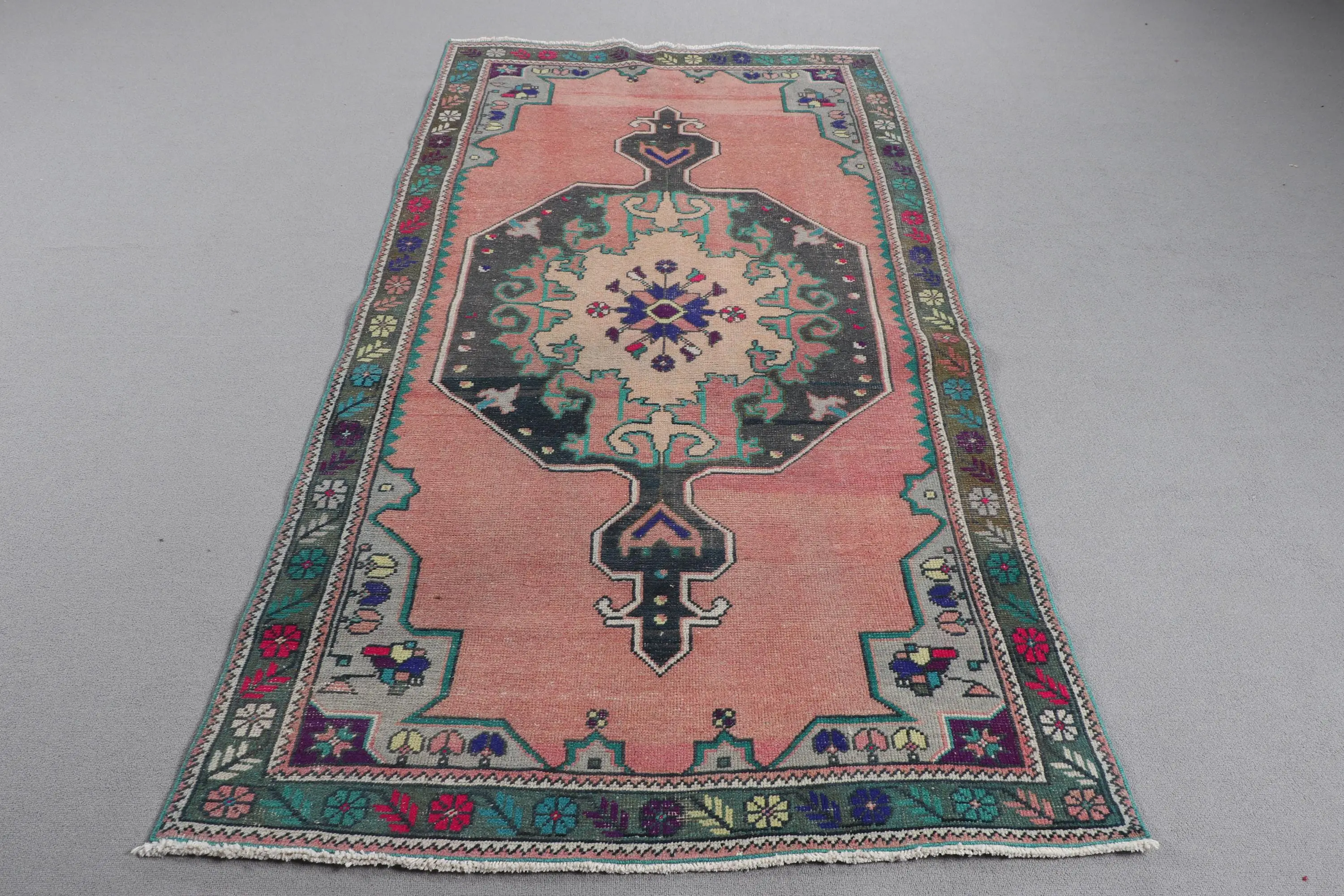 Vintage 3,9x7,5 ft Teppich, türkischer Teppich, roter abstrakter Teppich - 1