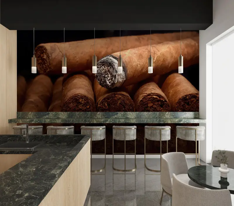 Man Cave için Zarif Puro Sarma Tütün Bar Duvar Kağıdı