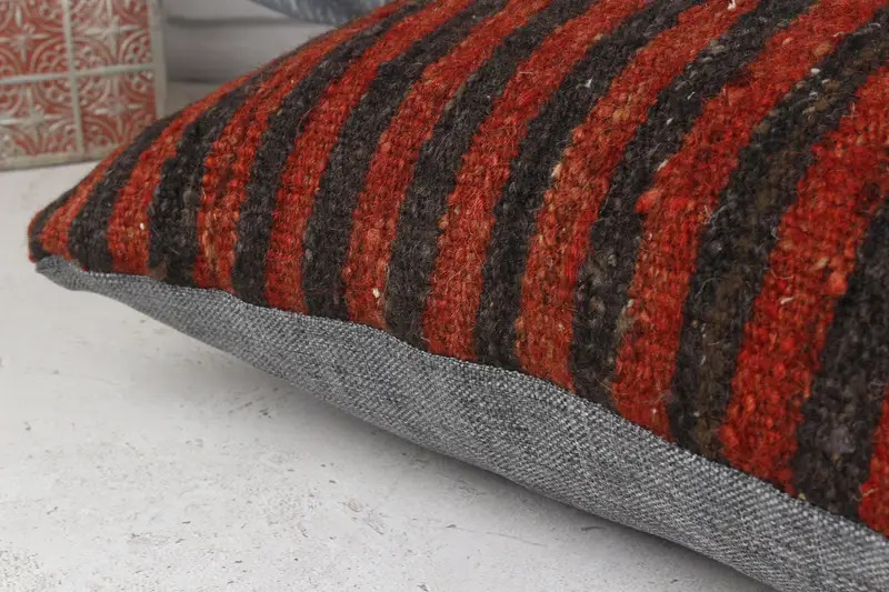 Retro Throw Cushion, Ethnical Kilim Rug Pillow, Antique Pillows, 18x18 Red Cushion Case, Kilim Pillow Cover, Nautical Throw Cushion, Cushion Cover - 8