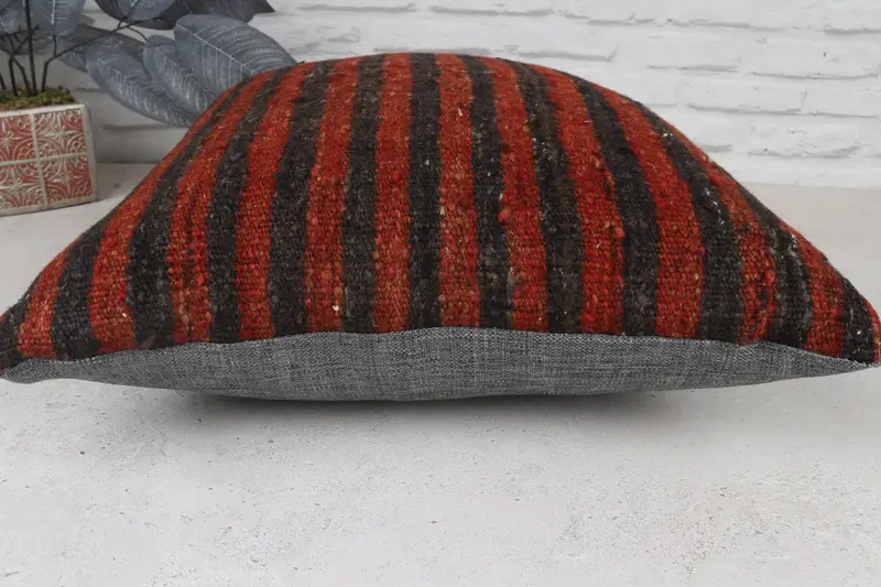 Retro Throw Cushion, Ethnical Kilim Rug Pillow, Antique Pillows, 18x18 Red Cushion Case, Kilim Pillow Cover, Nautical Throw Cushion, Cushion Cover - 6