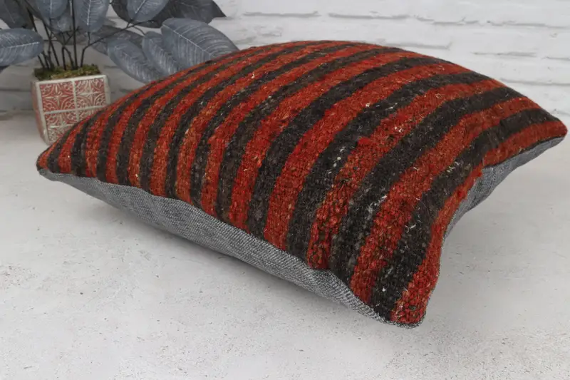Retro Throw Cushion, Ethnical Kilim Rug Pillow, Antique Pillows, 18x18 Red Cushion Case, Kilim Pillow Cover, Nautical Throw Cushion, Cushion Cover - 7