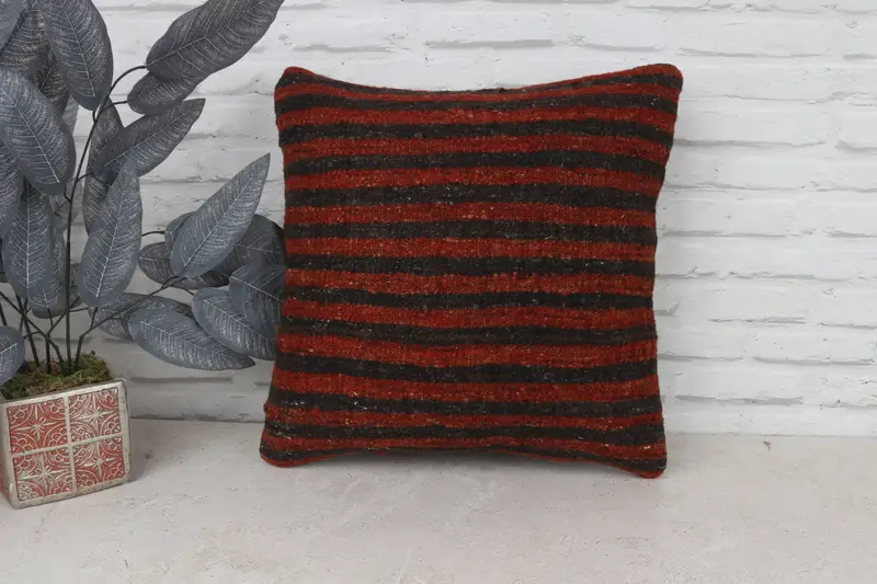 Retro Throw Cushion, Ethnical Kilim Rug Pillow, Antique Pillows, 18x18 Red Cushion Case, Kilim Pillow Cover, Nautical Throw Cushion, Cushion Cover - 1