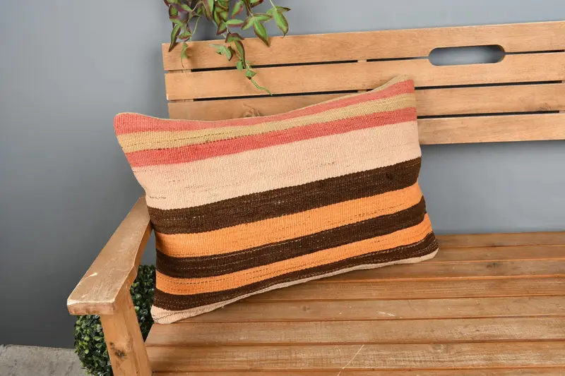 Pillow for Sofa, Boho Pillow Sham Cover, Cushion Cover, 16x24 Orange Cushion Cover, Vintage Pillow, Boho Chic Pillow Case - 1