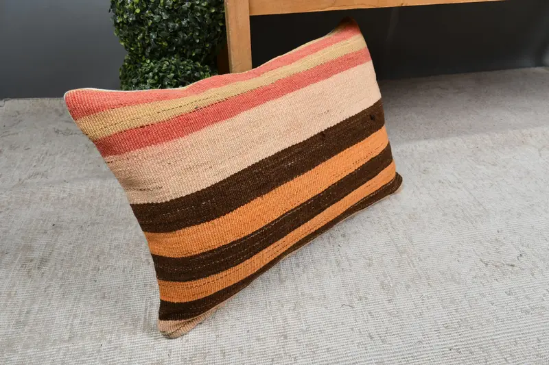 Pillow for Sofa, Boho Pillow Sham Cover, Cushion Cover, 16x24 Orange Cushion Cover, Vintage Pillow, Boho Chic Pillow Case - 7