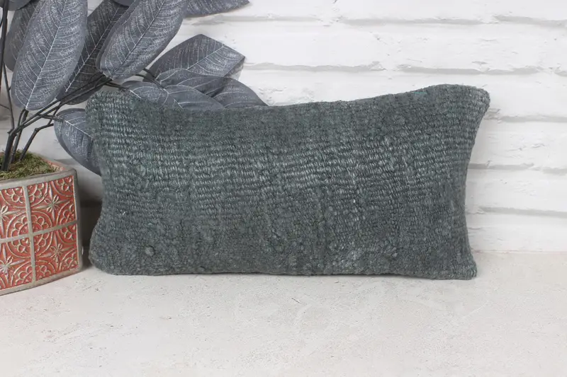 Antique Pillows, Cushion Cover, Interior Designer Pillow, Art Deco Cushion Cover, Turkish Pillow, 8x16 Gray Pillow Cover - 1