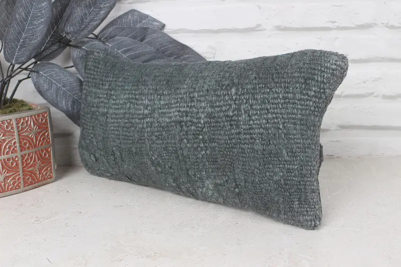 Antique Pillows, Cushion Cover, Interior Designer Pillow, Art Deco Cushion Cover, Turkish Pillow, 8x16 Gray Pillow Cover - 3