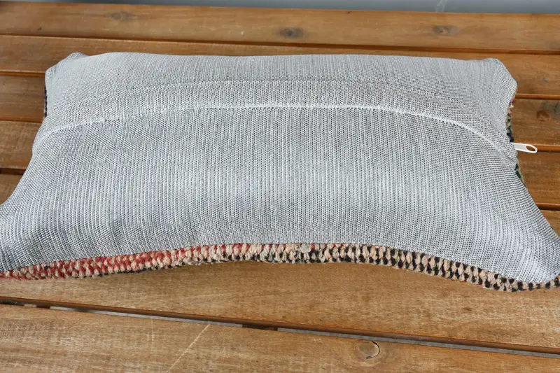 Cushion Case, Turkish Kilim Pillow, Boho Pillow, Vintage Kilim Throw Pillow, 8x16 Blue Cushion Case, Bench Cushion, Outdoor Bolster Cushion Case - 5