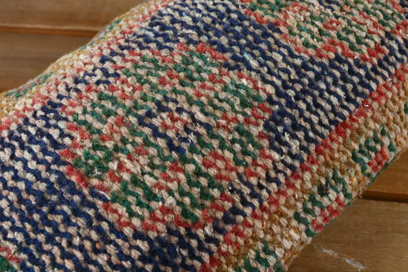 Cushion Case, Turkish Kilim Pillow, Boho Pillow, Vintage Kilim Throw Pillow, 8x16 Blue Cushion Case, Bench Cushion, Outdoor Bolster Cushion Case - 3