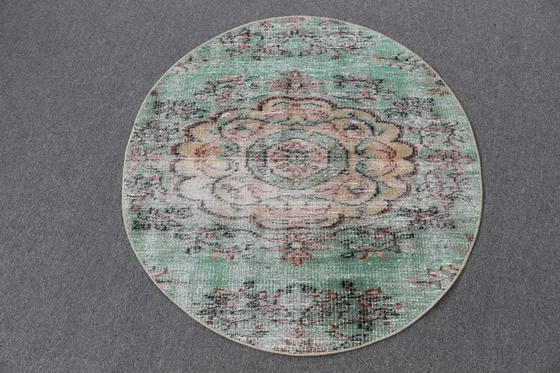 Grüner Ombré-Teppich, 3,3 x 3,4 Fuß, schicker Wohnraumakzent