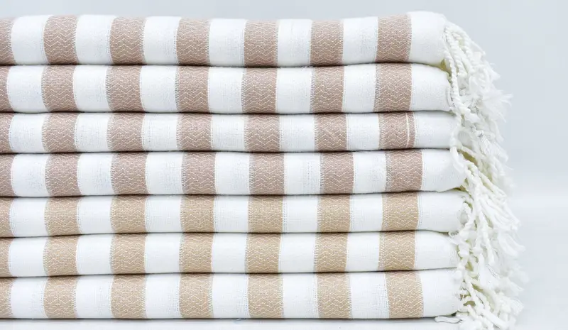 Employee Gifts, Handmade Gift, Cotton towel, Sand-resistant Turkish towel for travel, Monogram Turkish Towel, 70x36 Cotton Striped Towel - 1