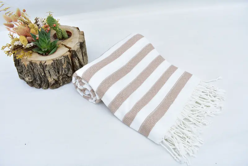 Employee Gifts, Handmade Gift, Cotton towel, Sand-resistant Turkish towel for travel, Monogram Turkish Towel, 70x36 Cotton Striped Towel - 8