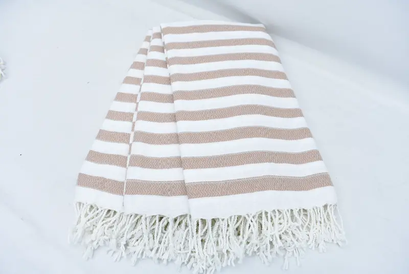 Employee Gifts, Handmade Gift, Cotton towel, Sand-resistant Turkish towel for travel, Monogram Turkish Towel, 70x36 Cotton Striped Towel - 6