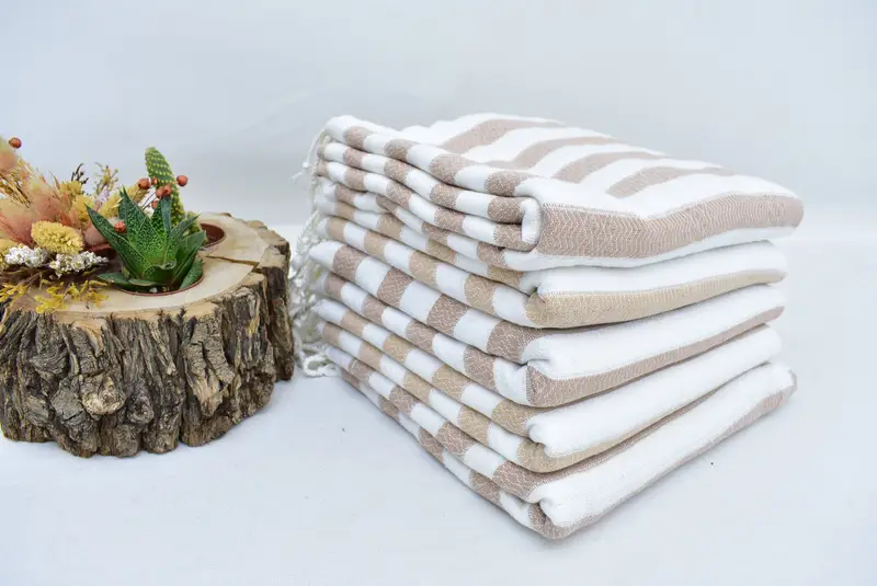 Employee Gifts, Handmade Gift, Cotton towel, Sand-resistant Turkish towel for travel, Monogram Turkish Towel, 70x36 Cotton Striped Towel - 4