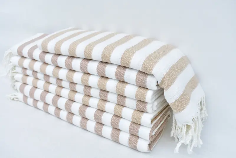 Employee Gifts, Handmade Gift, Cotton towel, Sand-resistant Turkish towel for travel, Monogram Turkish Towel, 70x36 Cotton Striped Towel - 2
