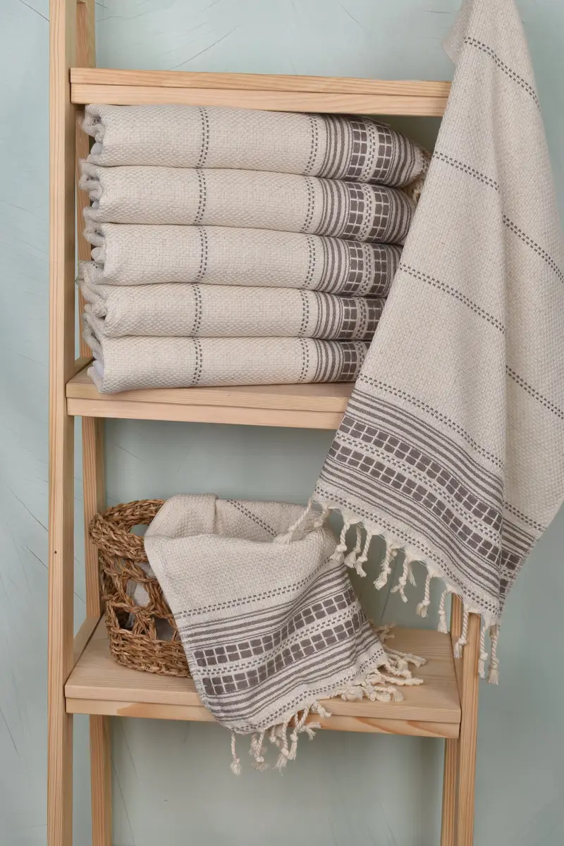 Monogrammed Hand Towel, Turkish Tea Towel, Best Wedding Gift, Personalized Hand Towel, 40x20 Linen Striped Towel, Travel Towel, Christmas Hand Towel - 3