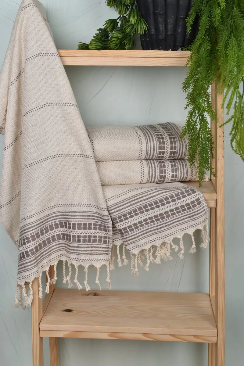 Monogrammed Hand Towel, Turkish Tea Towel, Best Wedding Gift, Personalized Hand Towel, 40x20 Linen Striped Towel, Travel Towel, Christmas Hand Towel - 6