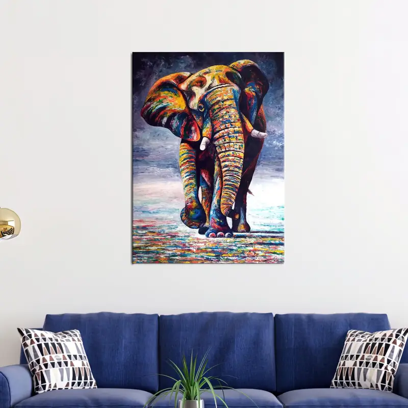 Colorful Elephant, Elephant Wall Art, African Canvas Art, Abstract Art Decor, Trendy Canvas Art, Animal Art Decor, Modern Wall Art, - 2
