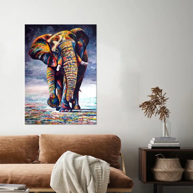 Colorful Elephant, Elephant Wall Art, African Canvas Art, Abstract Art Decor, Trendy Canvas Art, Animal Art Decor, Modern Wall Art, - 3