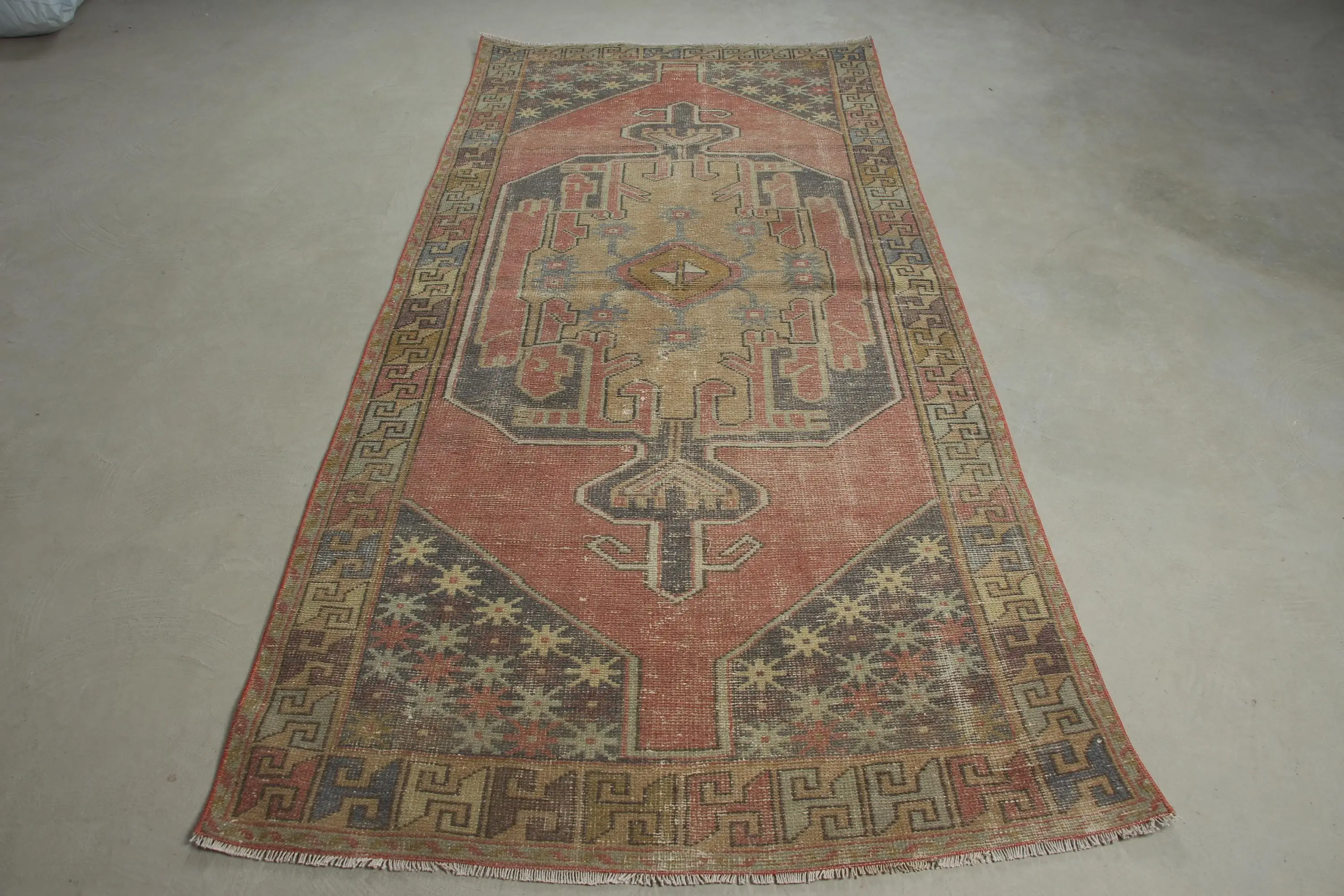 3,8x8,4 ft Teppich, türkischer Vintage-Teppich, roter Wollteppich - 1