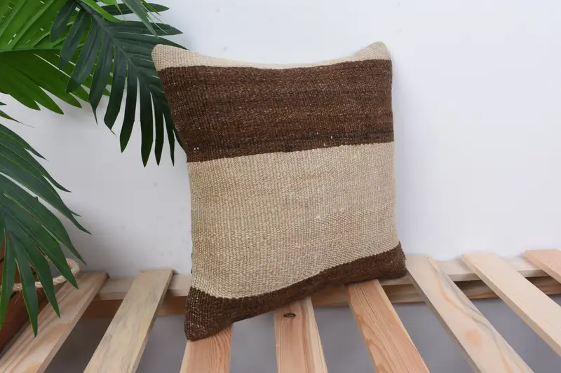 Kilim Pillow Cover, Pastel Pillow Cover, Antique Pillows, Cushion Cover, 12x12 Brown Cushion, Throw Kilim Pillow, Anatolian Cushion Case - 4