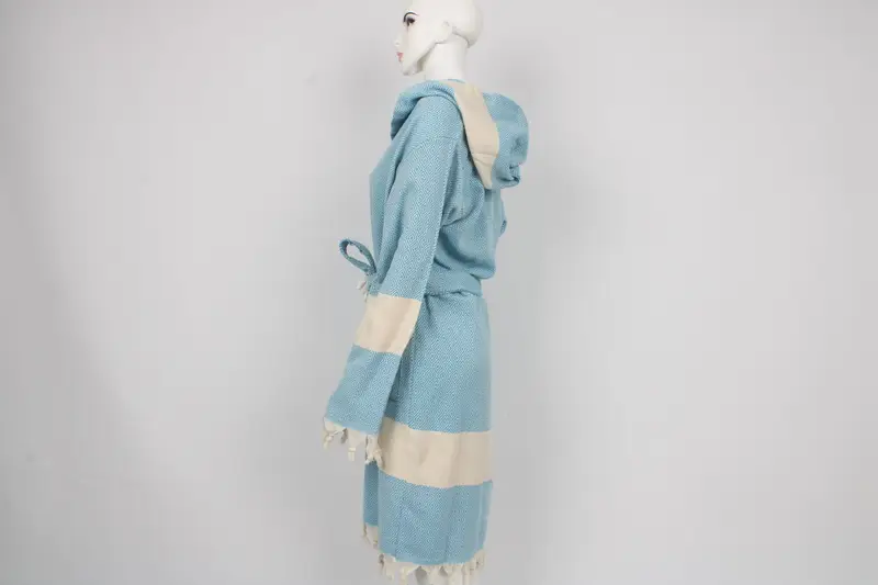 Unisex Bathrobe, Organic Turkish Towel, Hooded, Pockets, 10 Sizes - 1