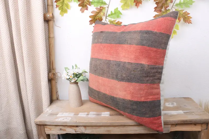 Art Deco Pillow Cover, Pillow Cover, 20x20 Red Pillow Cover, Handmade Kilim Cushion, Vintage Kilim Pillow Cushion, Kilim Cushion Sham, Boho Pillow - 4