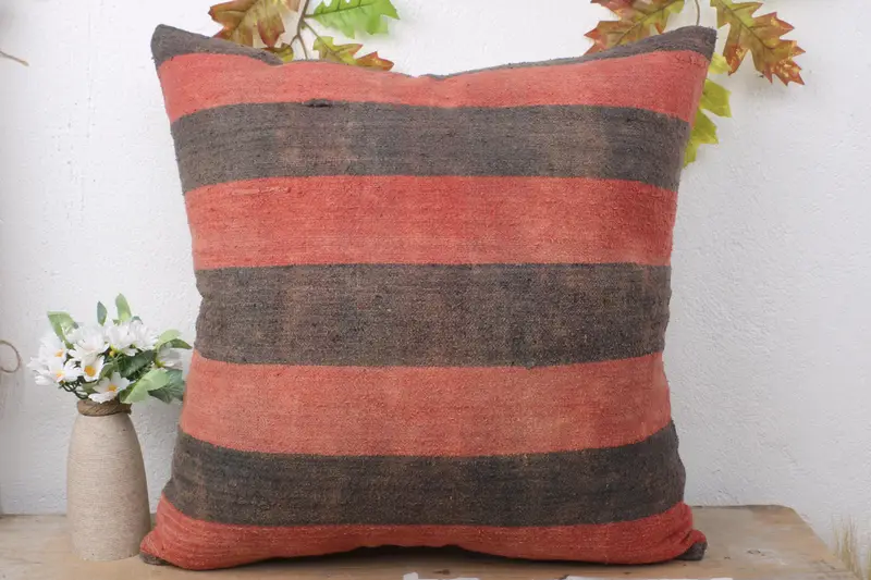 Art Deco Pillow Cover, Pillow Cover, 20x20 Red Pillow Cover, Handmade Kilim Cushion, Vintage Kilim Pillow Cushion, Kilim Cushion Sham, Boho Pillow - 2
