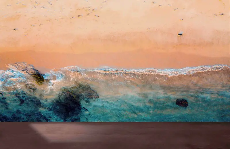 Bedruckte Meereslandschaftstapete: Elegante Wohndekoration mit Strandblick