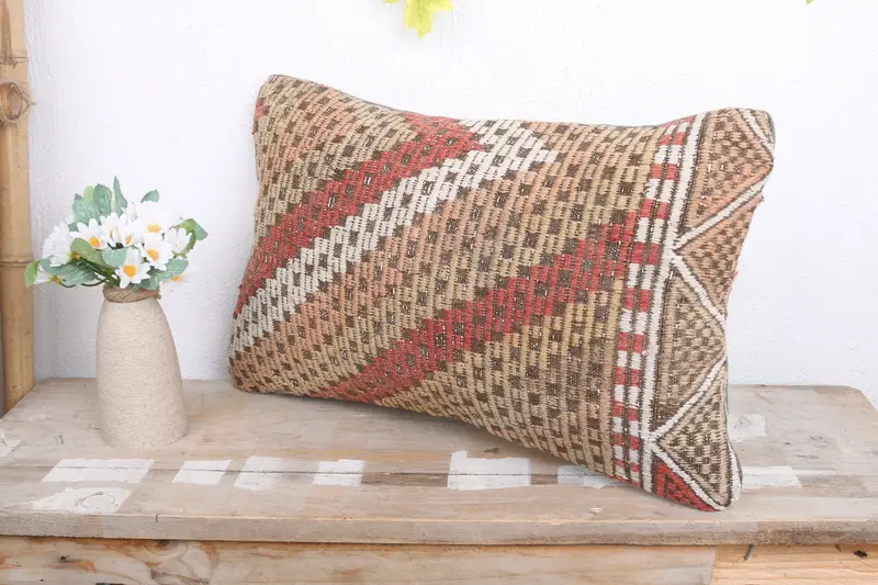 Pillow for Couch, 12x20 Beige Cushion, Kilim Pillow Cover, Pillow for Sofa, Cushion Cover, Handmade Throw Pillow, Bohemian Cushion Cushion - 4