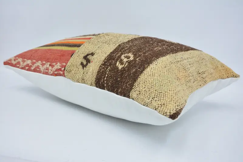 Turkish Kilim Pillow, Ethnic Pillow Cover Pillow Cover, Natural Cushion Cover, Boho Pillow, 16x24 Beige Pillow, Pillow Sham, Home Decor Pillow - 6