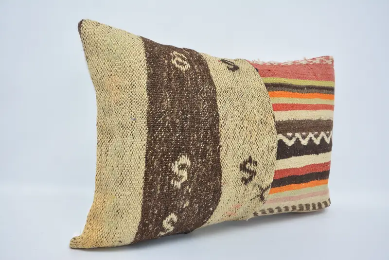 Turkish Kilim Pillow, Ethnic Pillow Cover Pillow Cover, Natural Cushion Cover, Boho Pillow, 16x24 Beige Pillow, Pillow Sham, Home Decor Pillow - 3
