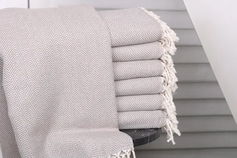 Herringbone Towel Personalized Turkish Cotton Brown, 40x71 Inches