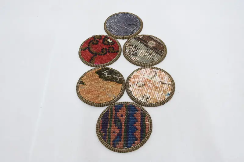 Posavasos redondo con estampado bohemio, posavasos naranja y rojo