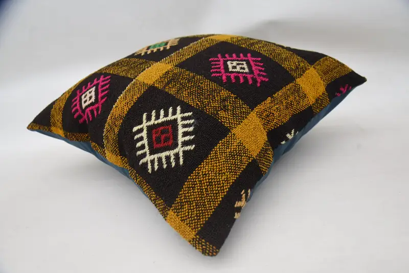 Cushion Cover, Kilim Cushion Sham, Anatolian Cushion Cover, Vintage Kilim Pillow, Boho Pillow Sham Cover, 24x24 Orange Pillow Cover - 6