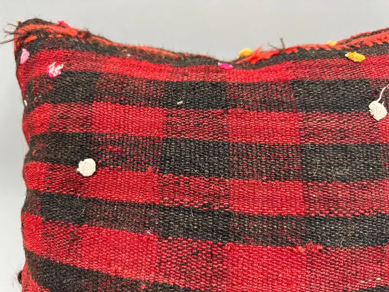 Pillow for Sofa, Pillow Sham, 18x18 Red Cushion Case, Boho Pillow Sham Cover, Ethnical Kilim Rug Pillow, Toss Pillow, Accent Pillow - 5