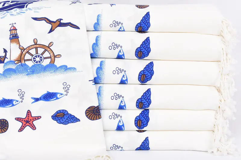 Wedding Gifts Towel, Summer Towel, Bridesmaid Gift Towel, Gifts For Him, Bachelor Towel, Peshtemal, 70x40 Cotton Ship Patterned Towel, Pool Towels - 2