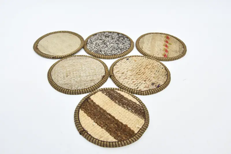 Posavasos de rayas marrones y beige, posavasos Kilim tejidos