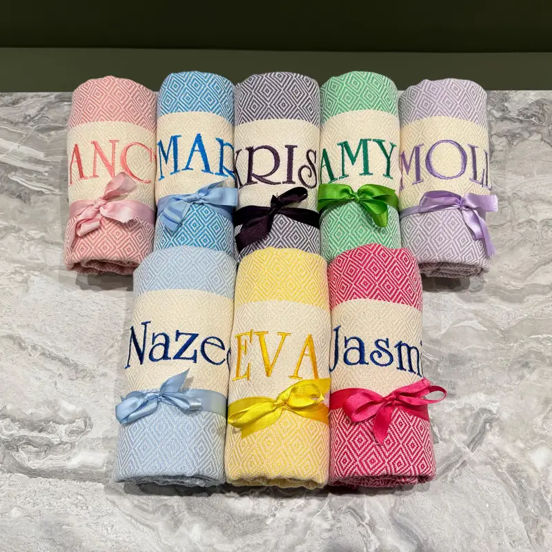 Bridal Shower Gift Turkish Cotton Beach Towel, Personalized, 40x71 Inches