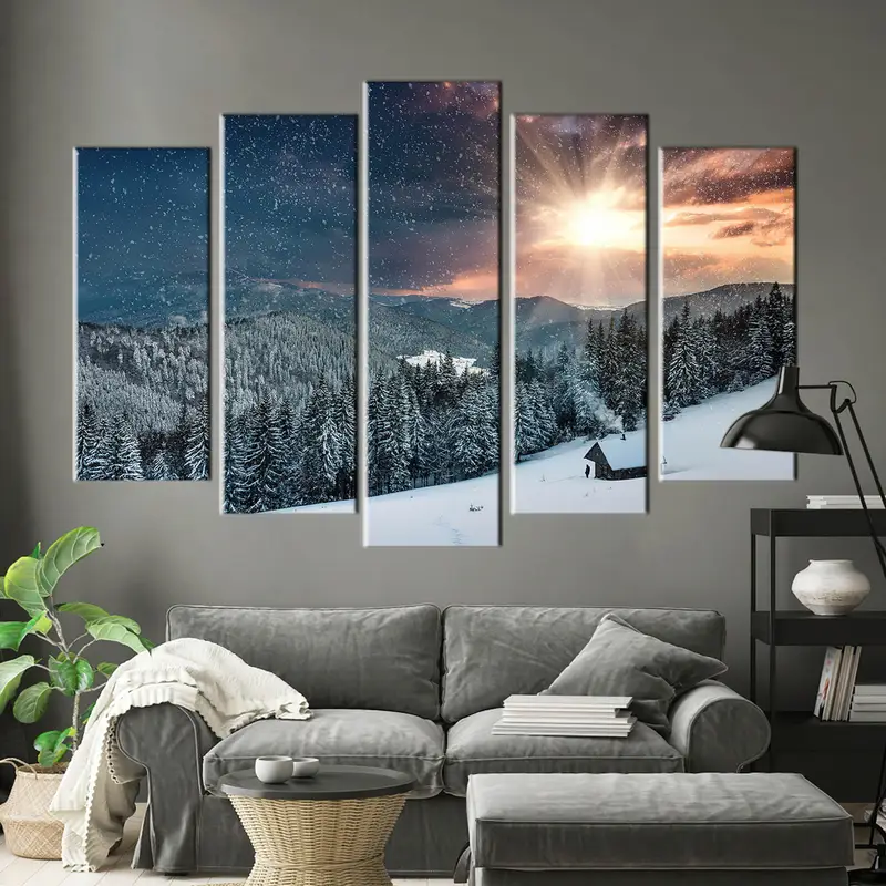 Winter Canvas, Sunset Wall Art, Winter Landspace Canvas, Forest Scnery, Nature View, Winter Wall Art, Sunrise Canvas Art, Mountain Canvas, - 7